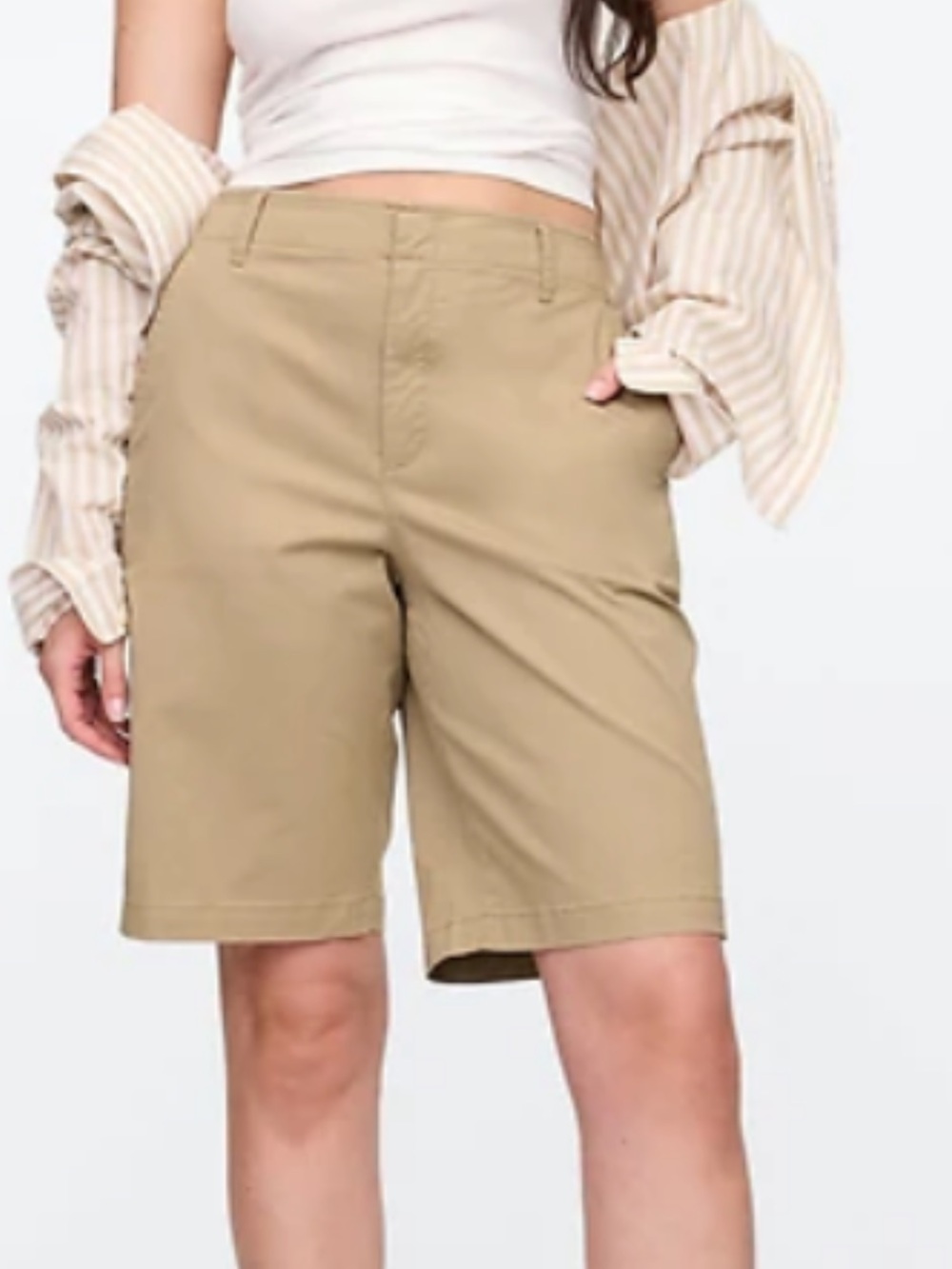 GAP Women’s  Beige Flat-Front Cotton Shorts